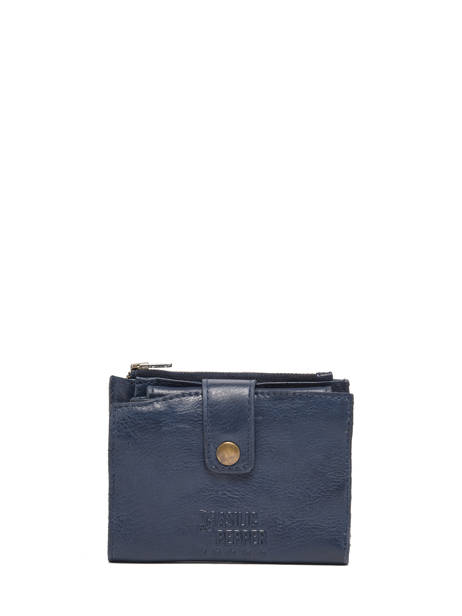 Leather Cow Coin Purse Basilic pepper Blue cow BCOW94