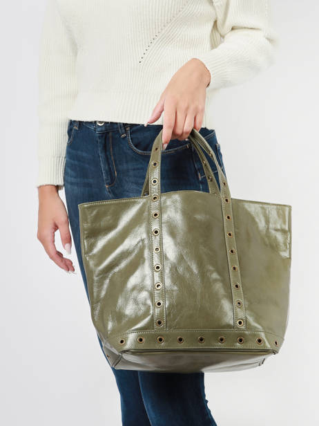 Sac Cabas M En Cuir Craquelé Vanessa bruno Beige cabas cuir 82V40413 vue secondaire 1